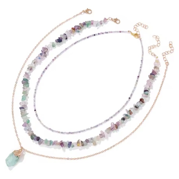 Fluorite Necklace with Matching Fluorite Crystal Jewelry Set - Picture 1 of 5